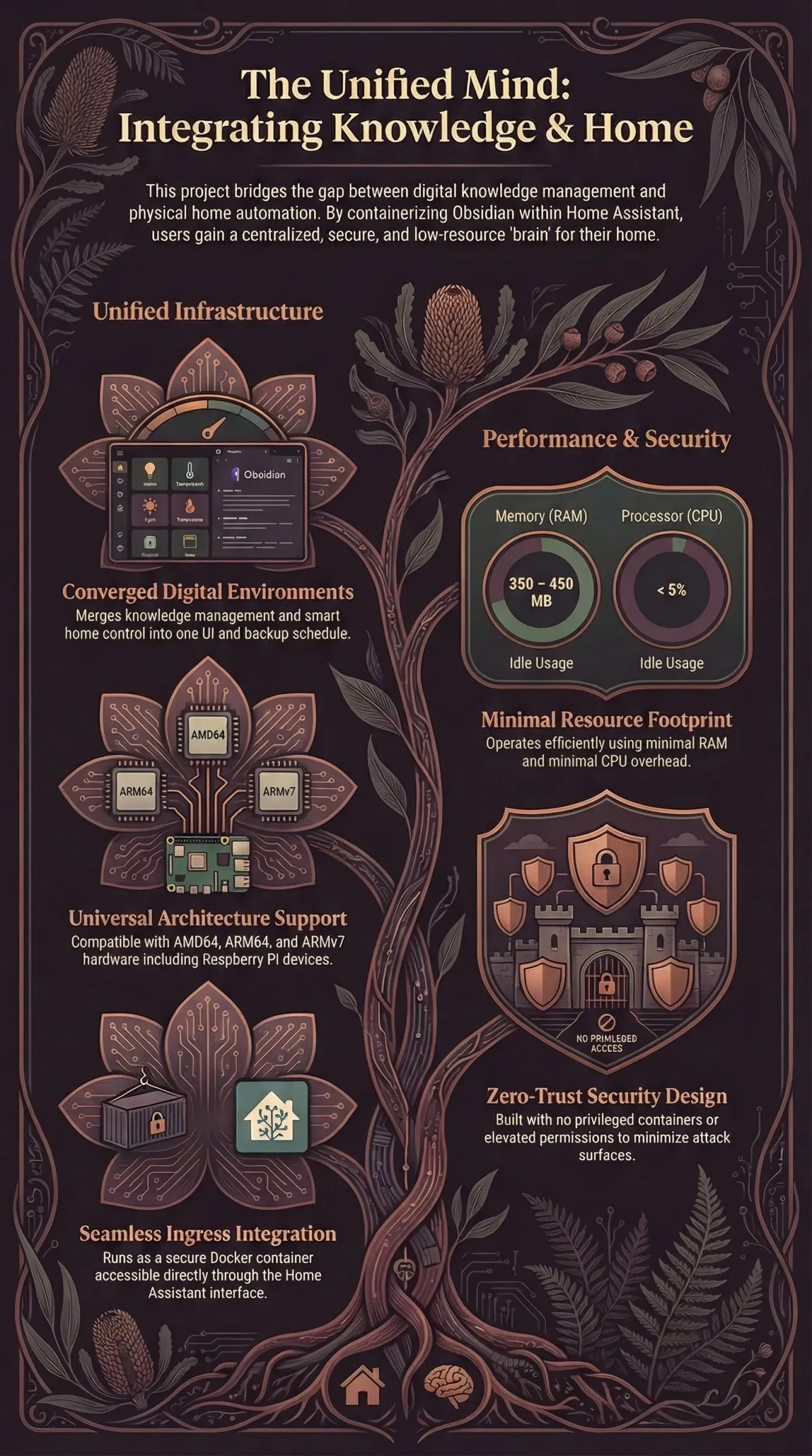 Infographic summarising the project: “Home Assistant Obsidian”