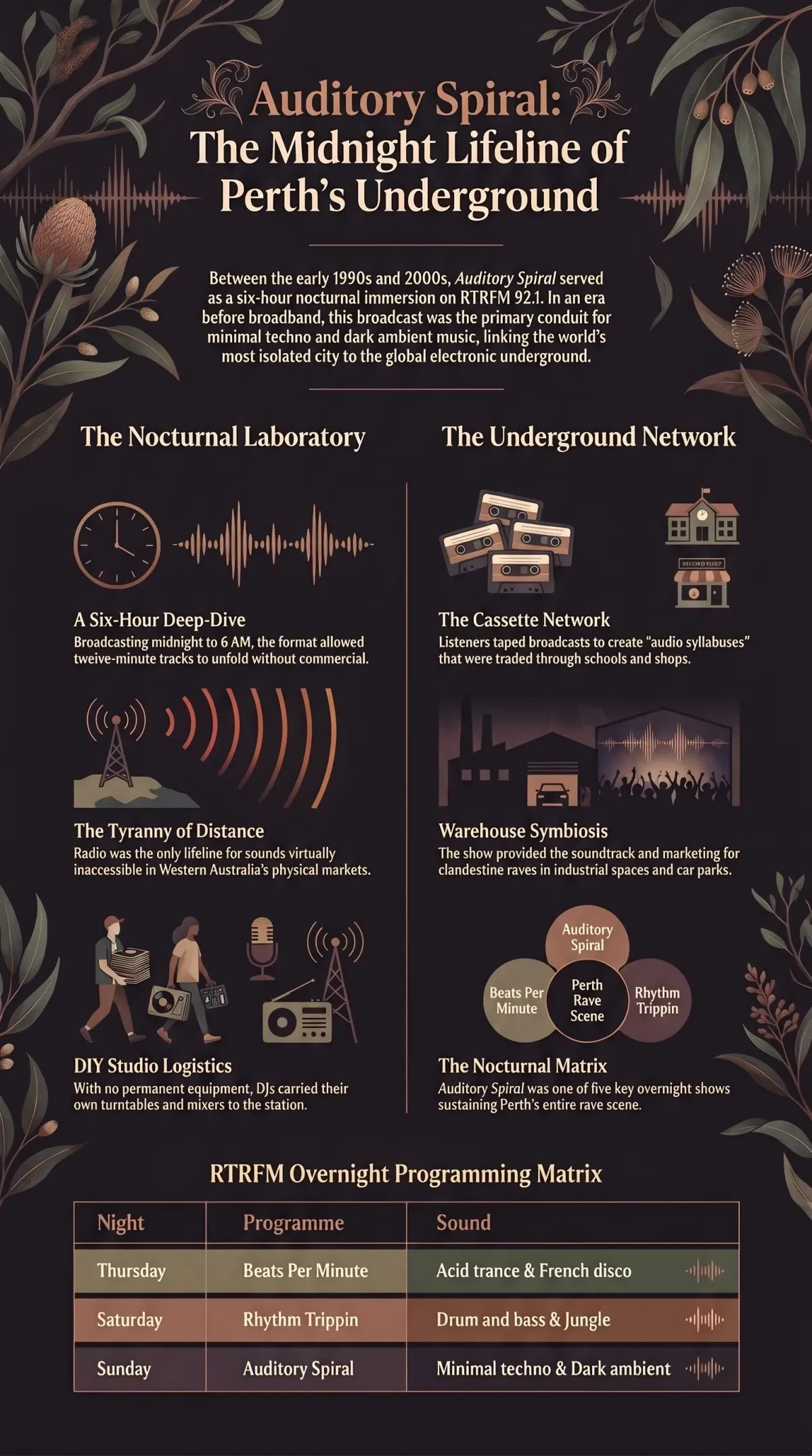 Infographic summarising the project: “Auditory Spiral”