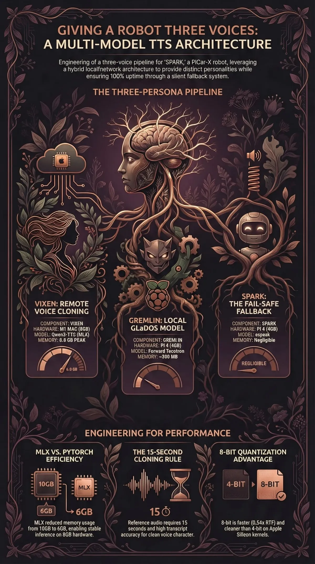 Infographic summarising the article: “Giving a Robot Three Voices”
