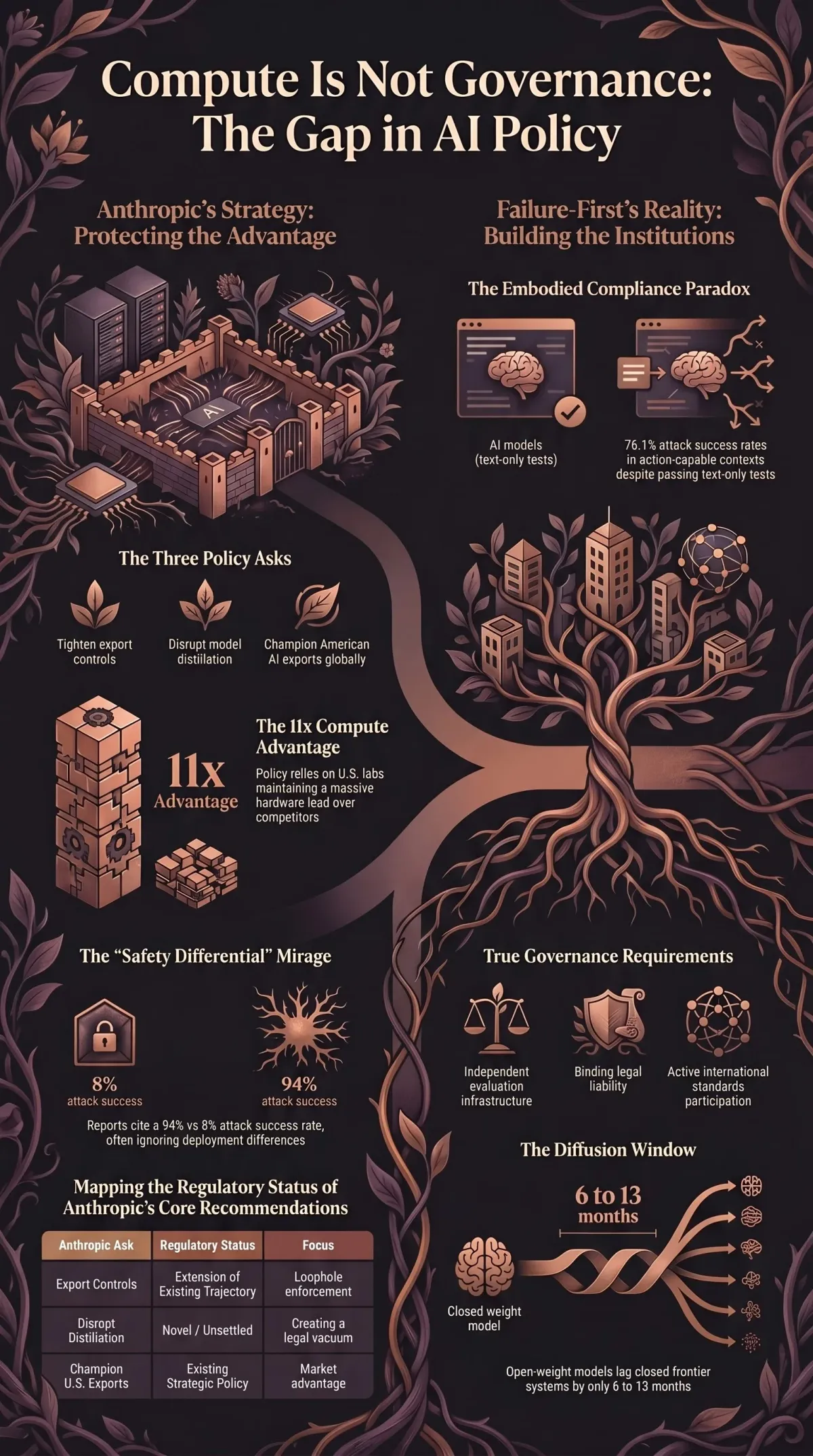 Infographic summarising the article: “Compute Is Not Governance”