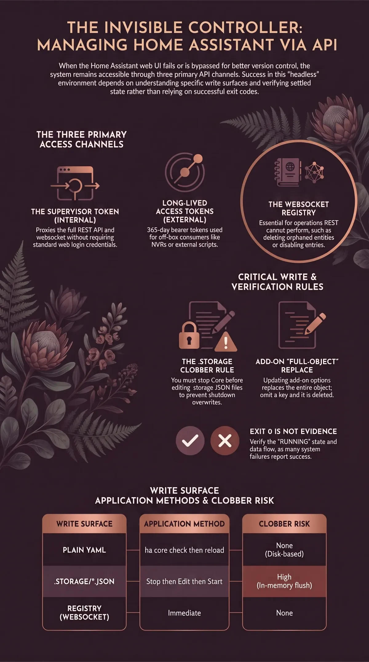 Infographic summarising the article: “Home Assistant Without the Web UI”