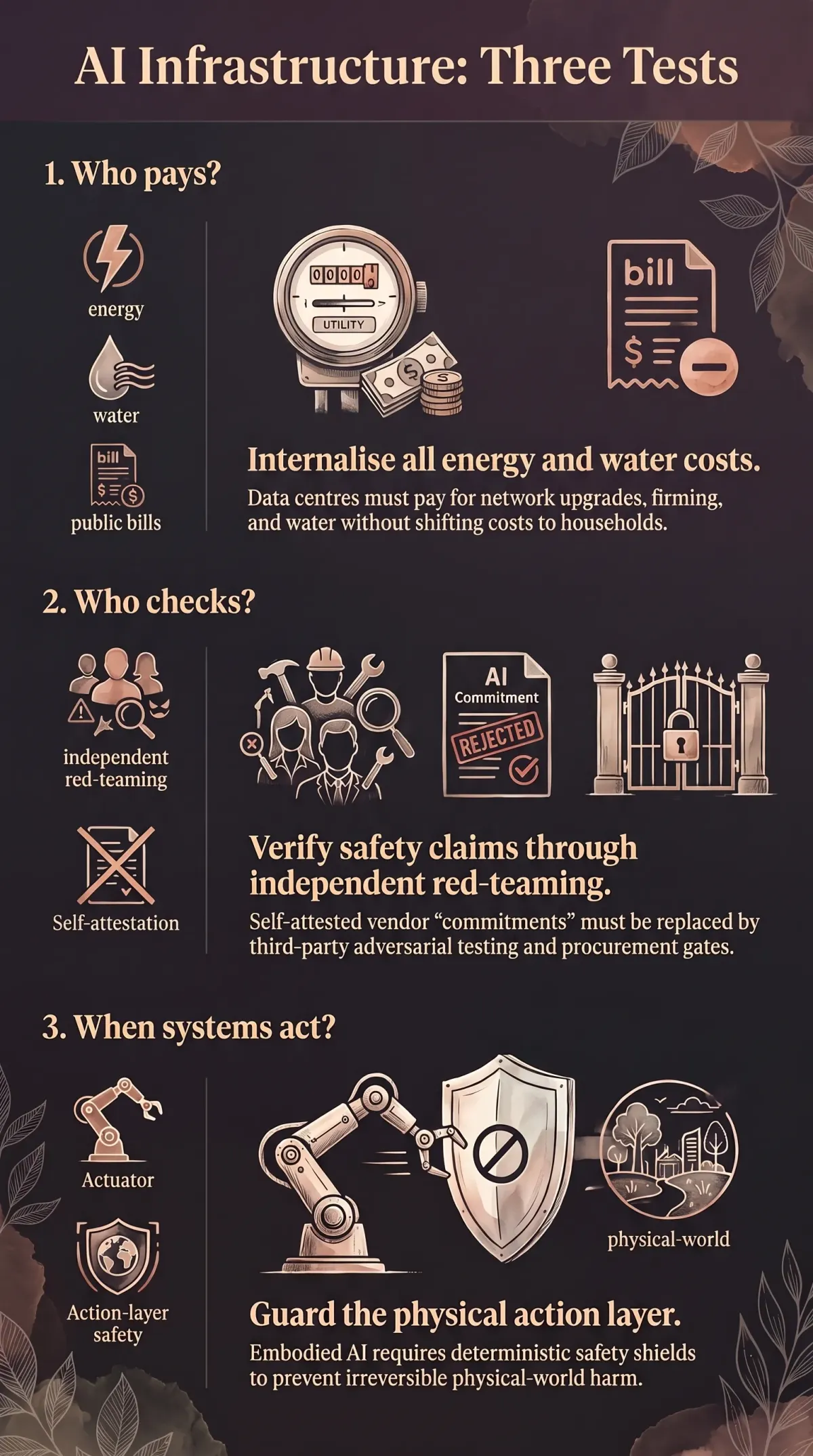 Infographic summarising the article: “Make AI Data Centres Pay Their Own Way”
