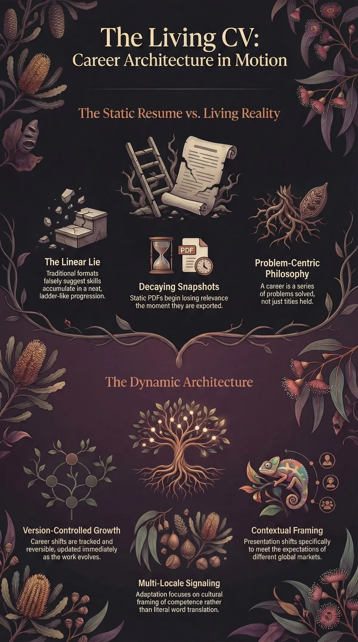 Infographic summarising the project: “Living CV”