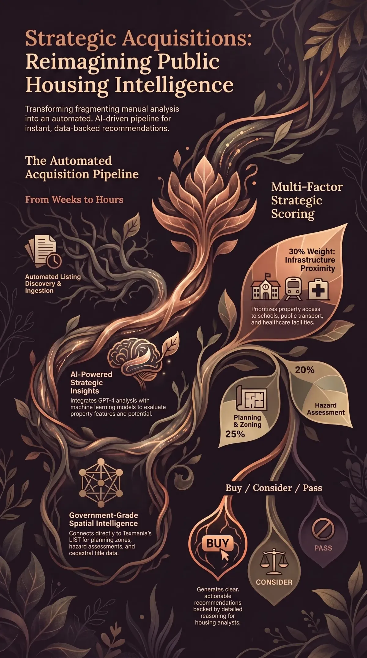Infographic summarising the project: “Strategic Acquisitions”