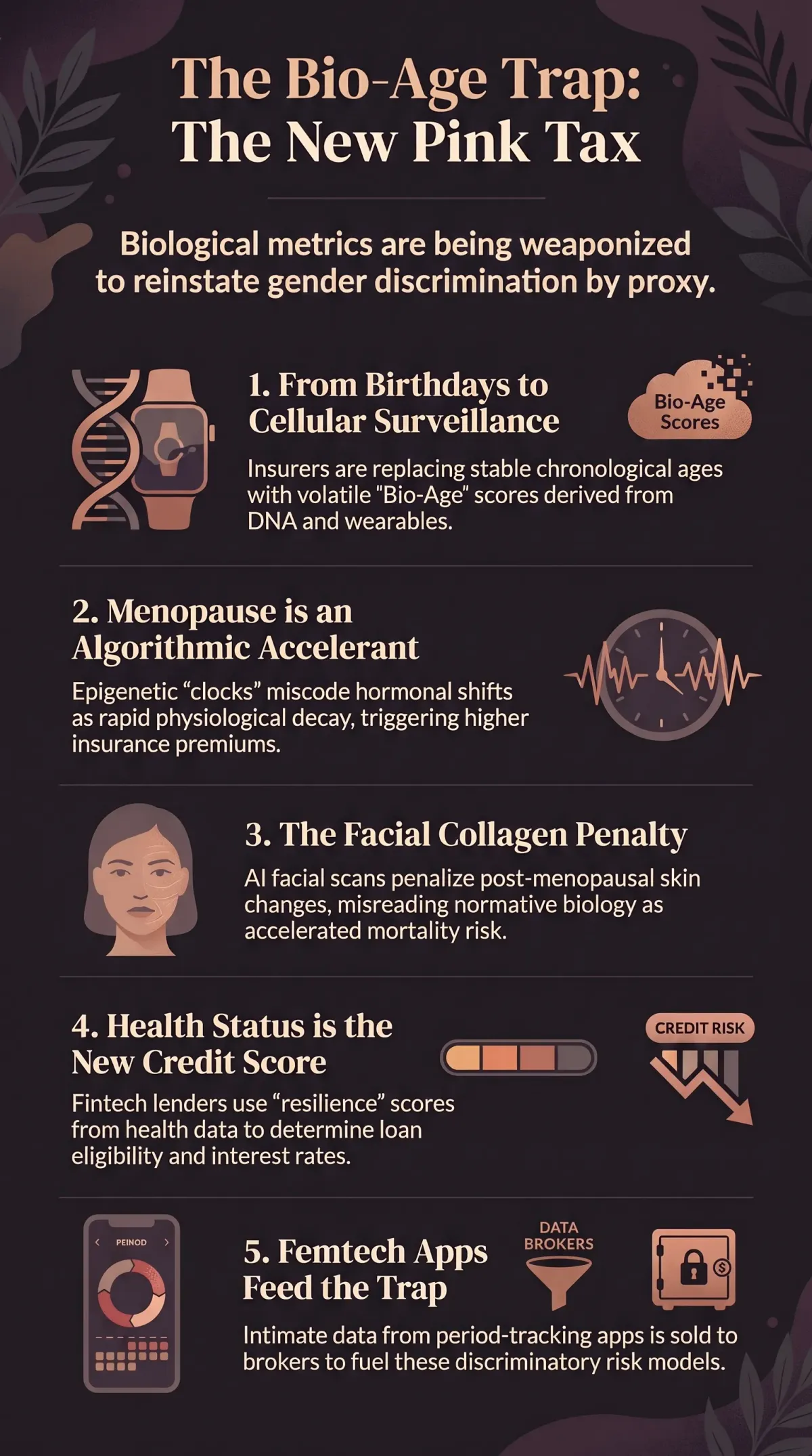 Infographic summarising the article: “The Bio-Age Trap”