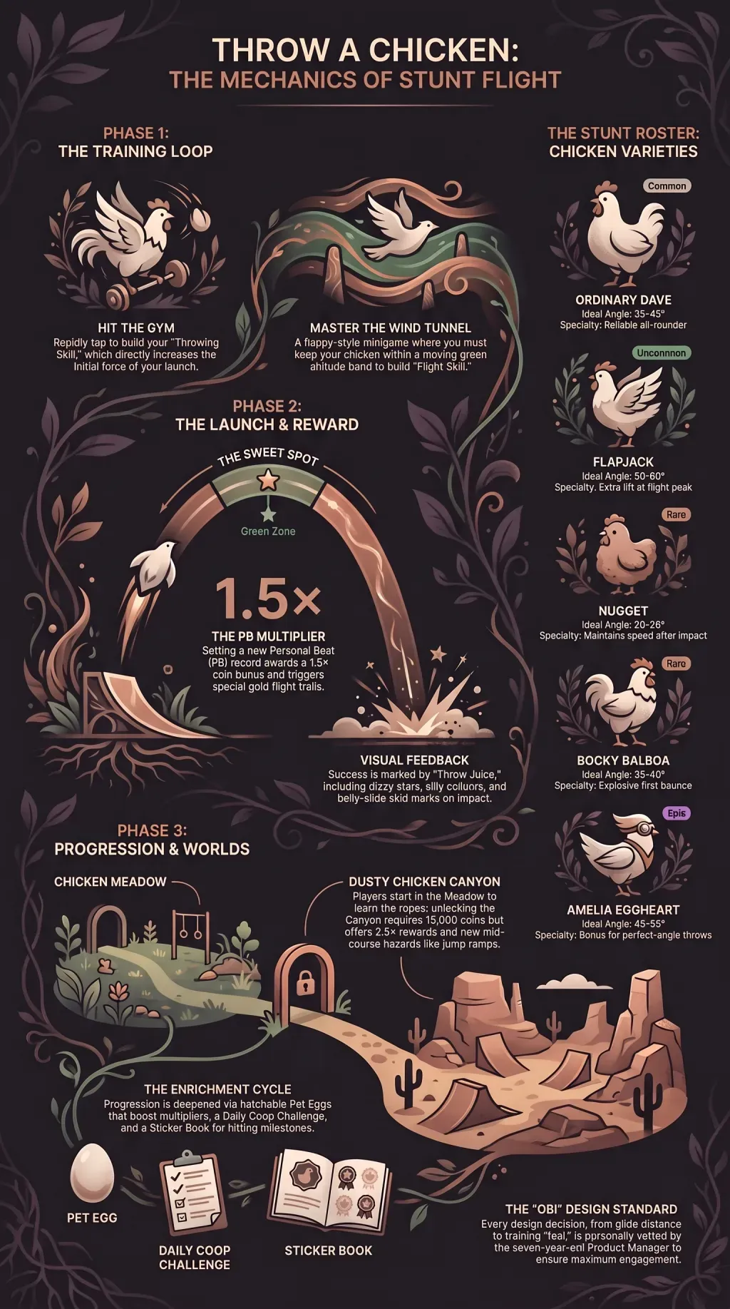 Infographic summarising the project: “Throw a Chicken”
