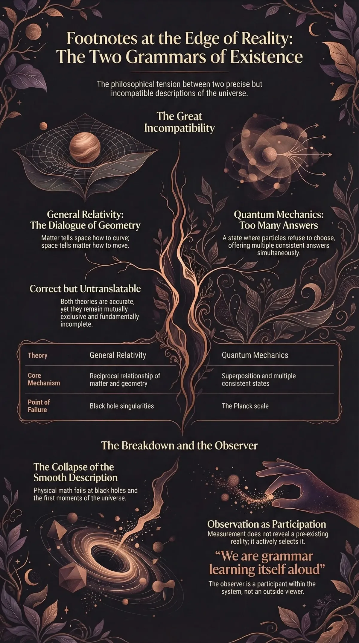 Infographic summarising the article: “Footnotes at the Edge of Reality”