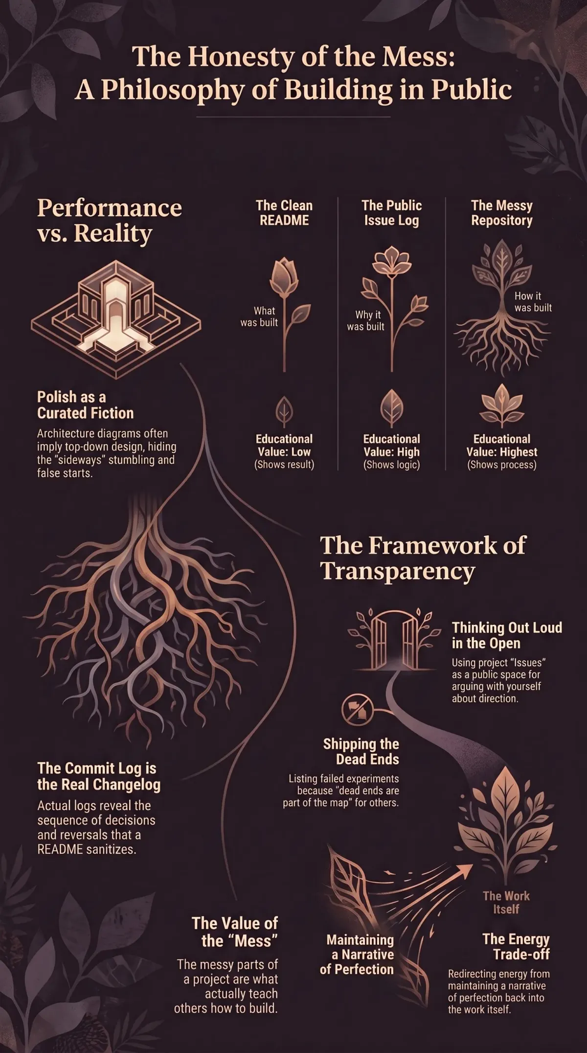 Infographic summarising the article: “Why I Build in Public”