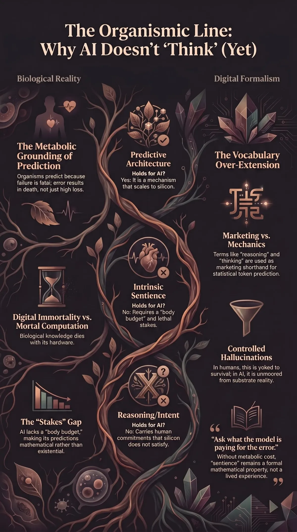 Infographic summarising the article: “The Organismic Line: Where Predictive Processing Stops Being a Metaphor”