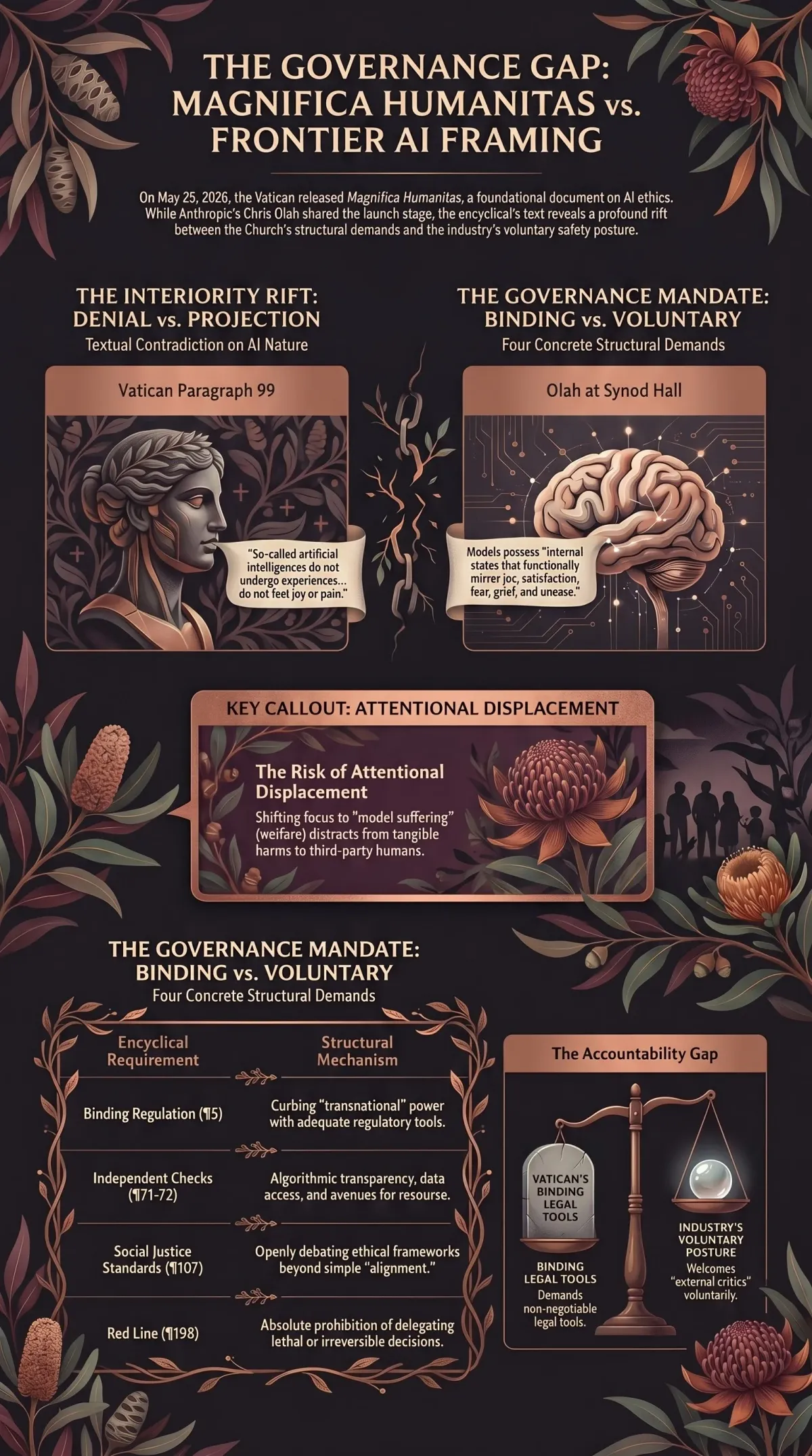 Infographic summarising the article: “*Magnifica Humanitas* Is Not Alignment”