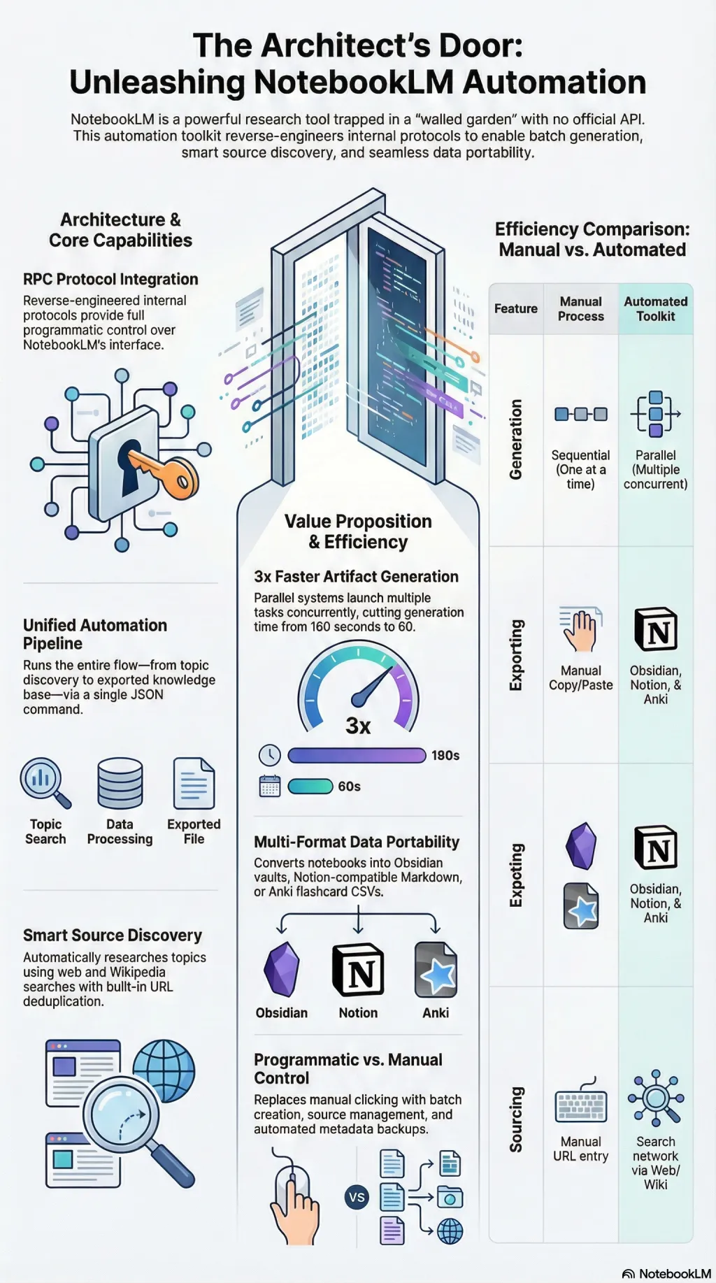 NotebookLM Automation infographic